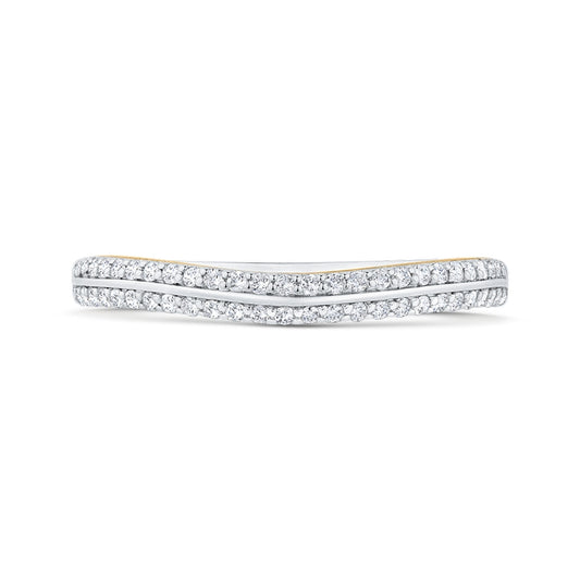 Shah Luxury 14K Two-Tone Gold Diamond Wedding Band with Euro Shank