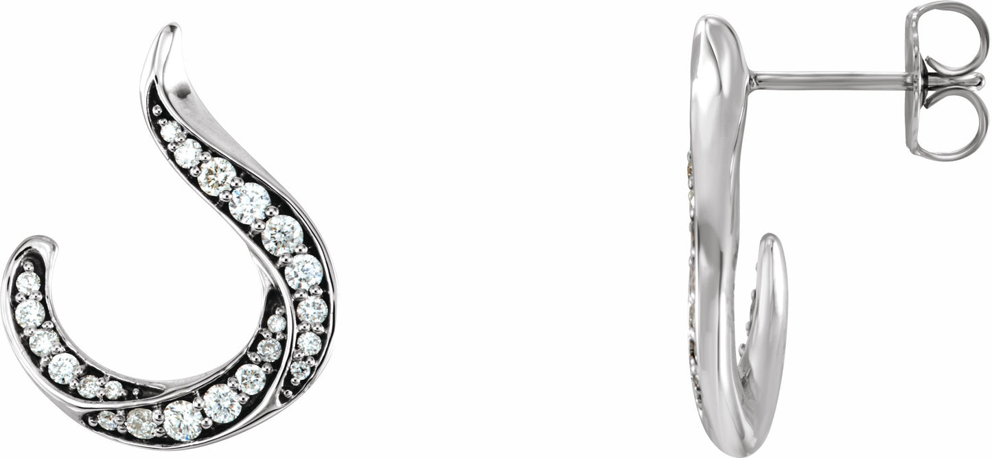 14K White 3/8 CTW Diamond Freeform Earrings