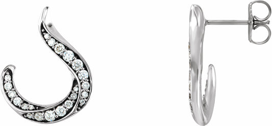 14K White 3/8 CTW Diamond Freeform Earrings