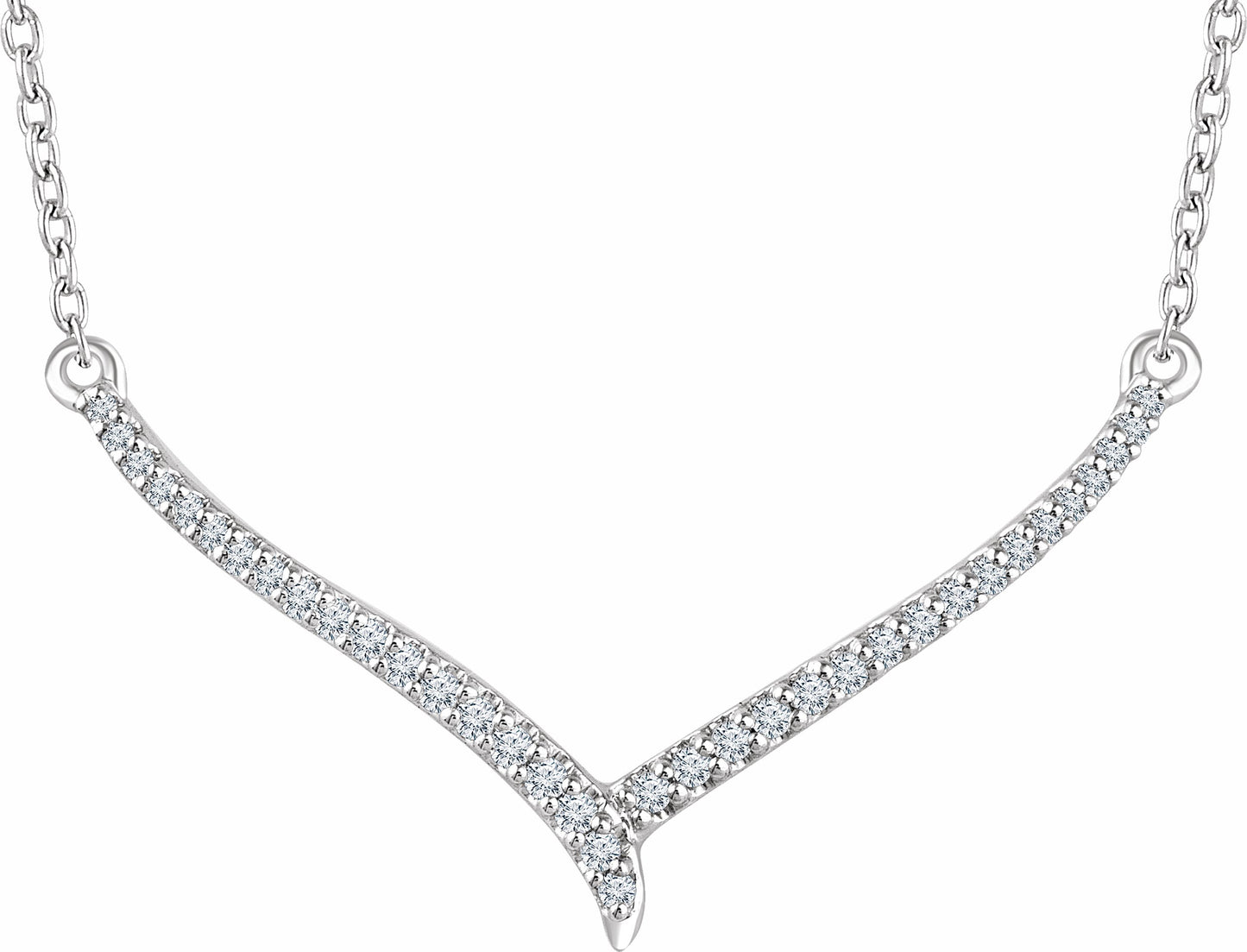 14K White 1/6 CTW Diamond V 16-18 Necklace