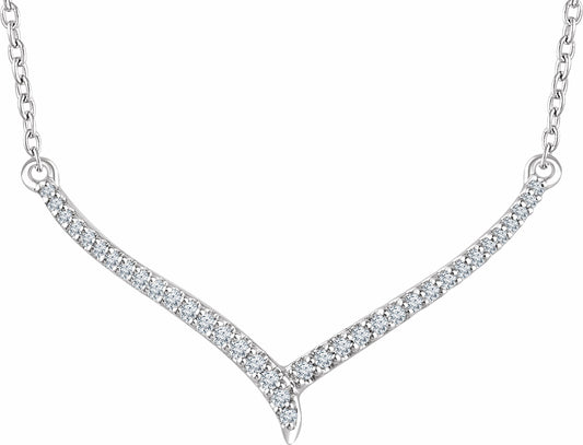 14K White 1/6 CTW Diamond V 16-18 Necklace