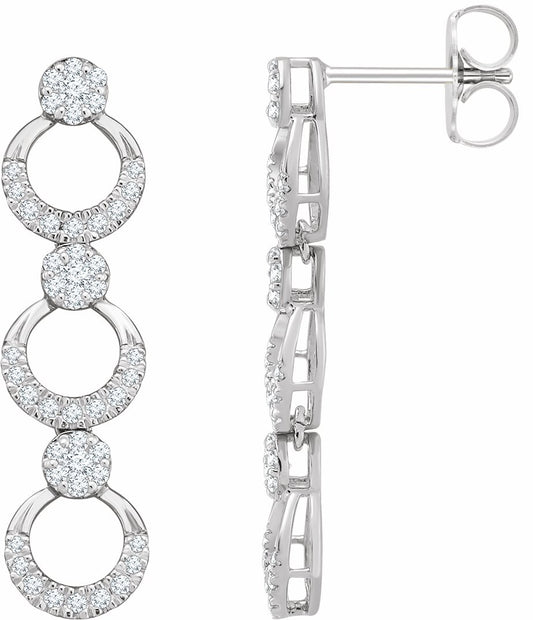14K White 1/2 CTW Diamond Geometric Dangle Earrings