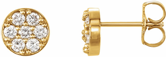14K Yellow 3/8 CTW Diamond Cluster Earrings