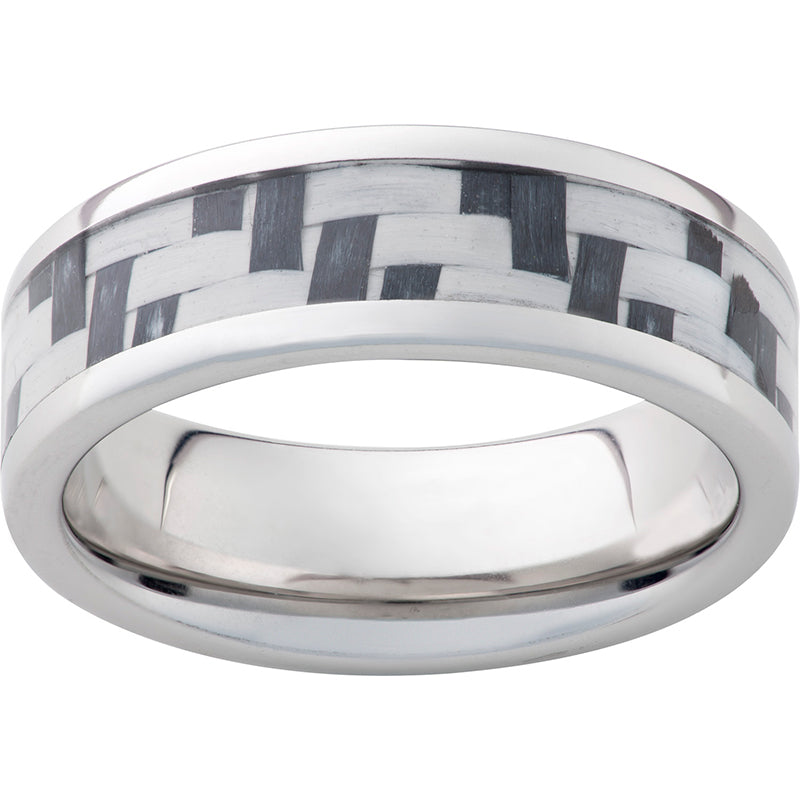 Serinium Pipe Cut Band with Gray Carbon Fiber Inlay