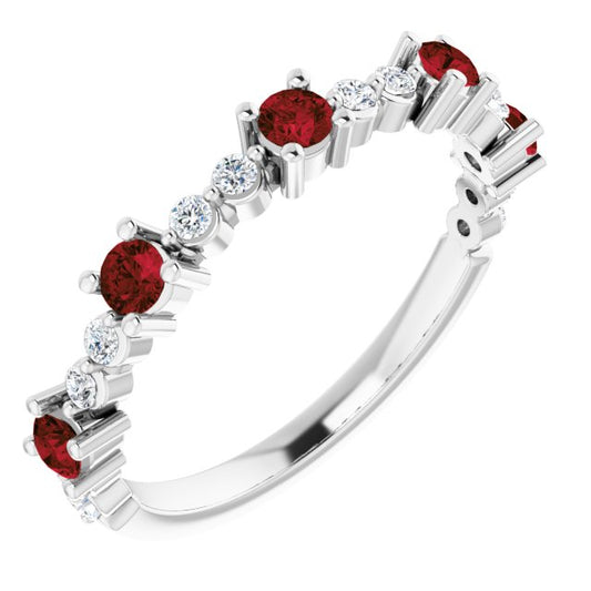 14K White Mozambique Garnet & 1/5 CTW Diamond Ring
