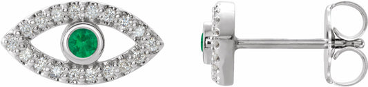 14K White Emerald & White Sapphire Earrings