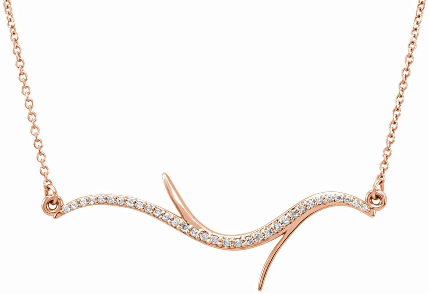 14K Rose 1/8 CTW Diamond Freeform Bar 18 Necklace