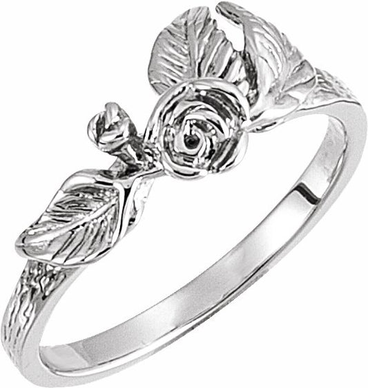 14K White Floral-Inspired Ring