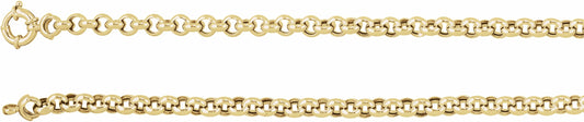14K Yellow 6.5 mm Hollow Rolo 7 Chain