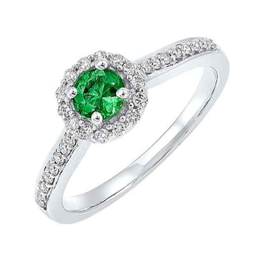 Gems One 14Kt White Gold Diamond (1/3Ctw) & Emerald (1/3 Ctw) Ring