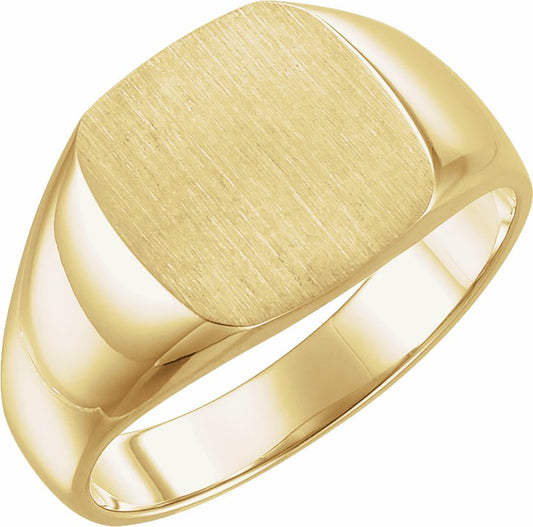 14K Yellow 12x12 mm Square Signet Ring