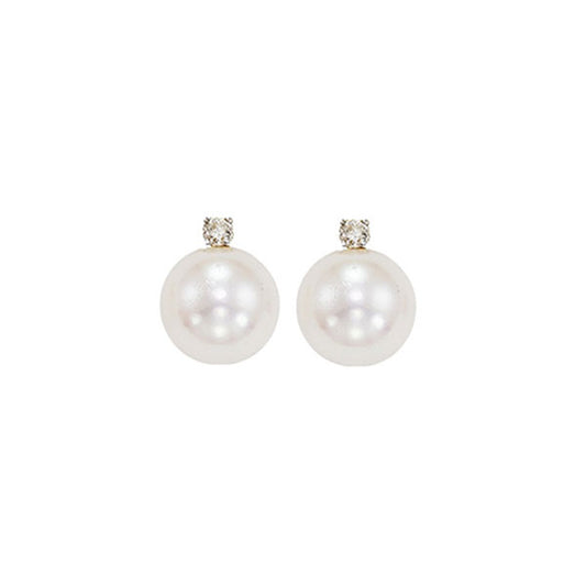 Gems One 14Kt White Gold Diamond (1/20Ctw) & Pearl (1 Ctw) Earring