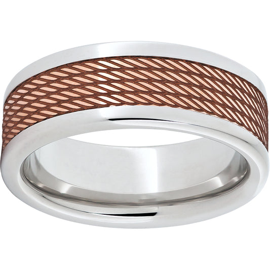 Serinium Pipe Cut Band with Copper Inlay and Cable Laser Engraving