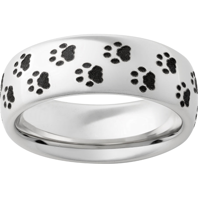 Serinium Domed Band with Cougar Tracks Laser Engraving