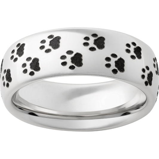 Serinium Domed Band with Cougar Tracks Laser Engraving