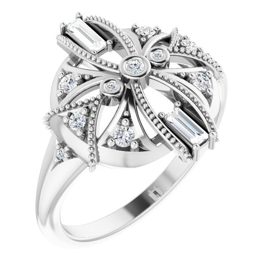 14K White 1/4 CTW Diamond Vintage-Inspired Ring