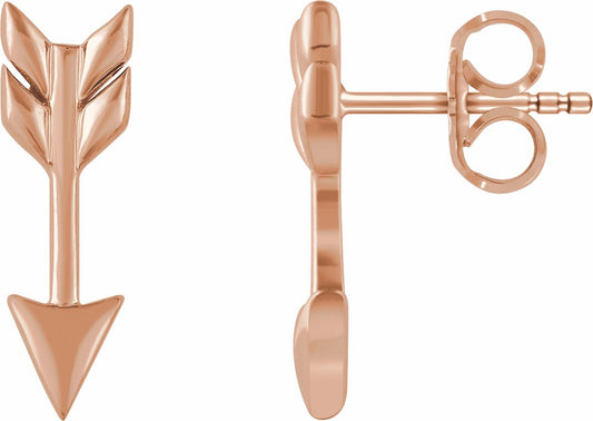 14K Rose Arrow Earrings