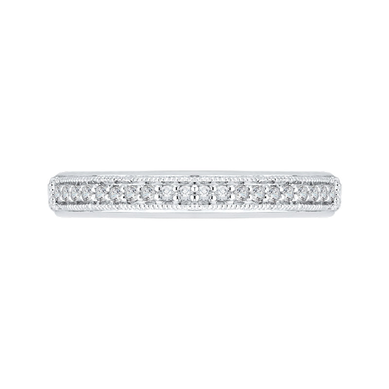Shah Luxury 14K White Gold Round Diamond Wedding Band