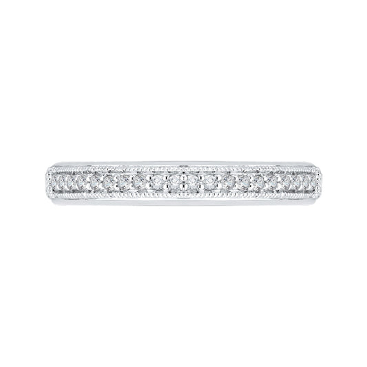 Shah Luxury 14K White Gold Round Diamond Wedding Band