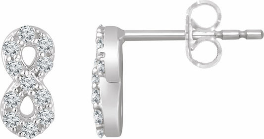 14K White 1/6 CTW Diamond Infinity Earrings
