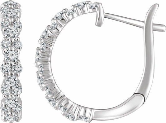 14K White 5/8 CTW Diamond Hoop Earrings