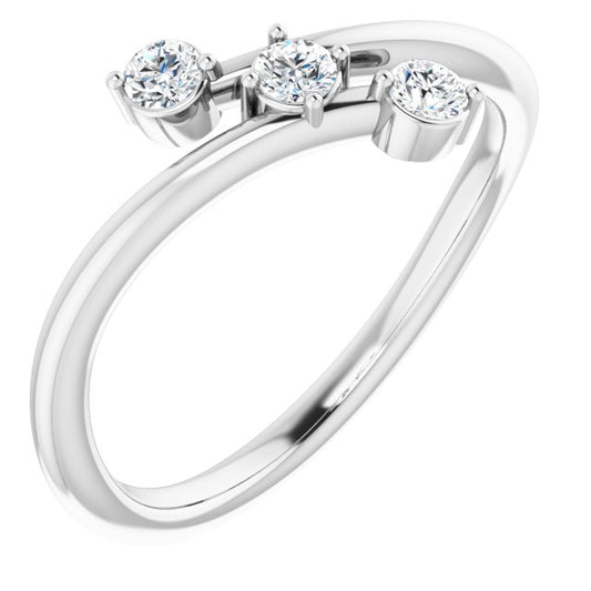 14K White 1/5 CTW Diamond Three-Stone Bypass Ring