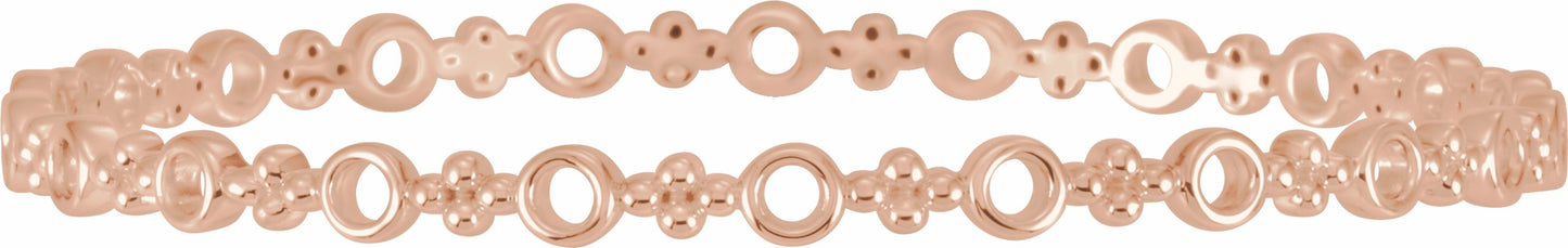 14K Rose 4.4 mm Geometric Bangle 7 Bracelet