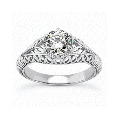 14k White Gold Diamond Semi-Mount Antique Engagement Ring