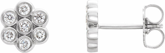 14K White 1/4 CTW Diamond Cluster Earrings