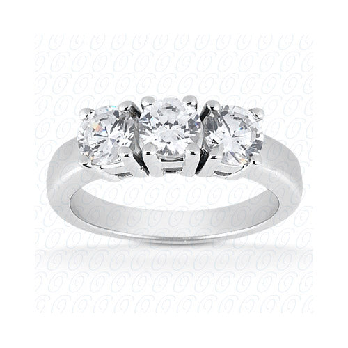 14k White Gold Diamond Semi-Mount 3 Stone Engagement Ring