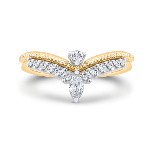 Shah Luxury 14K Two Tone Gold Diamond Contour Band