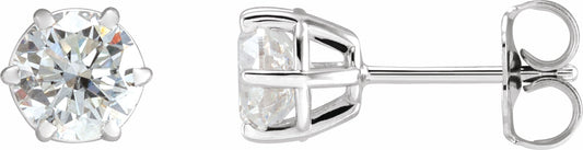 14K White 5.75 mm I1 1 1/2 CTW Diamond 6-Prong Wire Basket Earrings