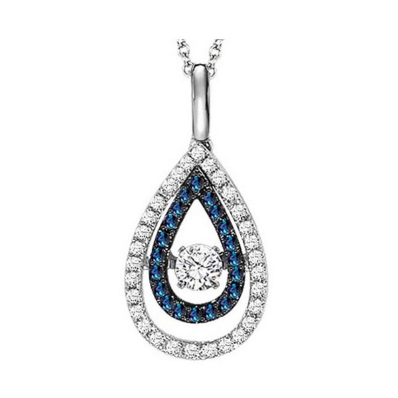 Gems One 14KT White Gold & Diamond Rhythm Of Love Neckwear Pendant   - 3/8 ctw