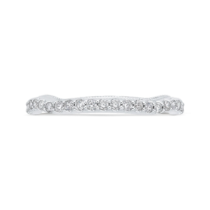 Shah Luxury Round Cut Diamond 14K White Gold Half-Eternity Wedding Band