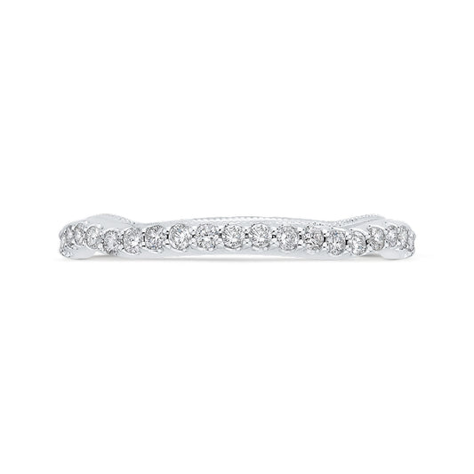 Shah Luxury Round Cut Diamond 14K White Gold Half-Eternity Wedding Band
