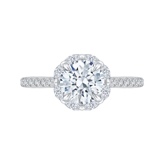Shah Luxury 14K White Gold Round Cut Diamond Halo Engagement Ring (Semi-Mount)
