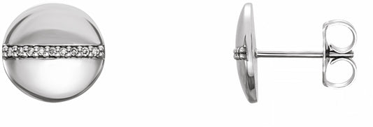 14K White .05 CTW Diamond Circle Earrings