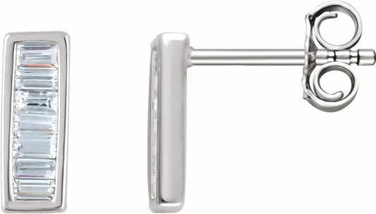 14K White 1/3 CTW Diamond Baguette Bar Earrings