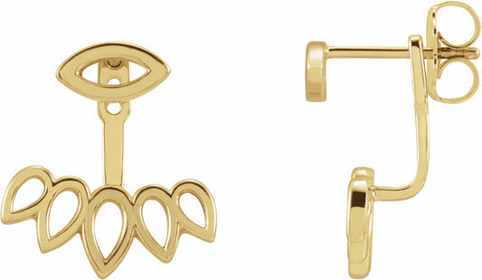 14K Yellow Geometric Ear Jacket Stud Earrings