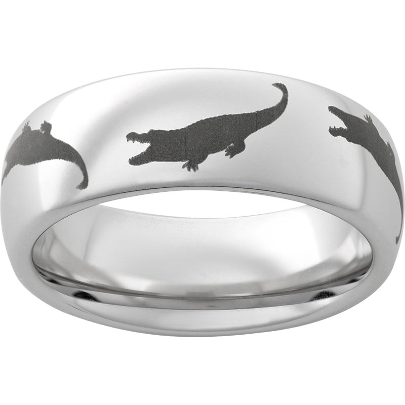 Serinium Domed Band with Gator Laser Engraving