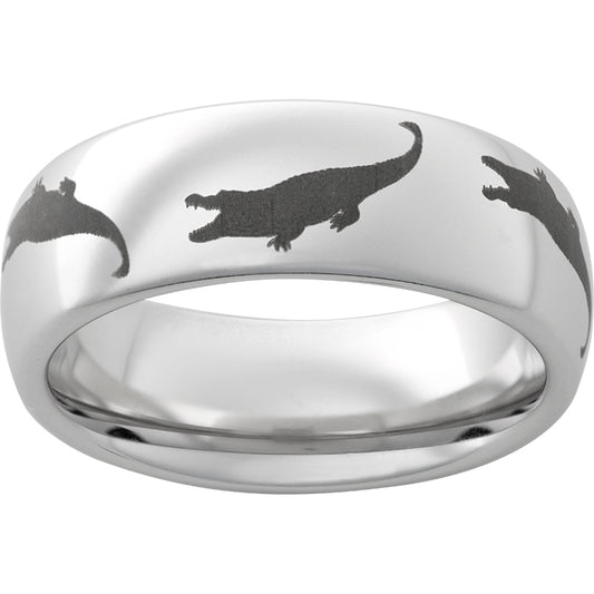 Serinium Domed Band with Gator Laser Engraving
