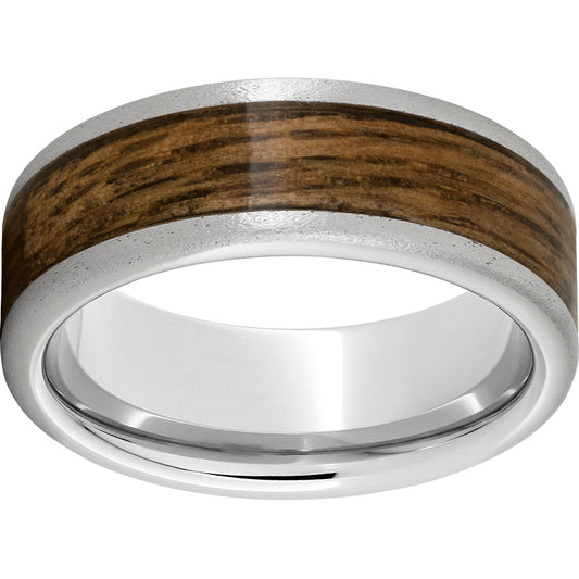 Serinium Pipe Cut Band with Bourbon Barrel Inlay & Stone Finish