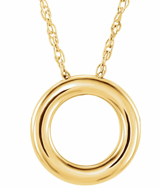 14K Yellow 13 mm Circle 18 Necklace