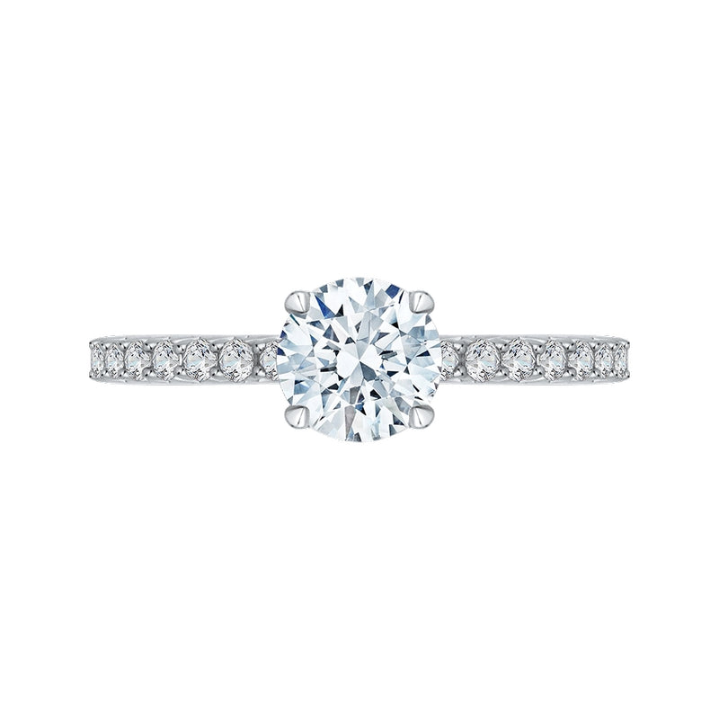 Shah Luxury 14K White Gold Round Diamond Engagement Ring (Semi-Mount)
