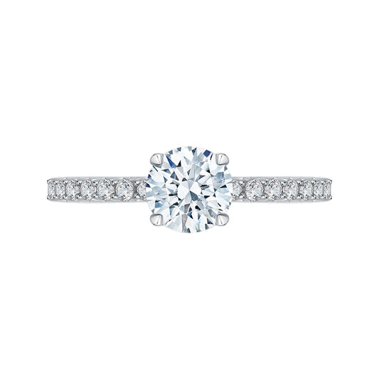 Shah Luxury 14K White Gold Round Diamond Engagement Ring (Semi-Mount)