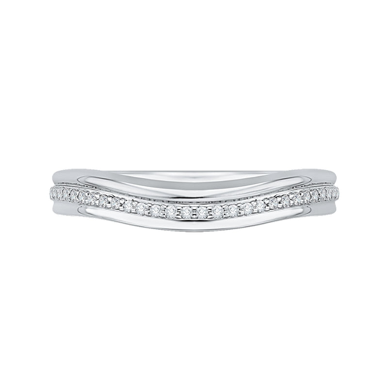 Shah Luxury 14K White Gold Round Diamond Wedding Band