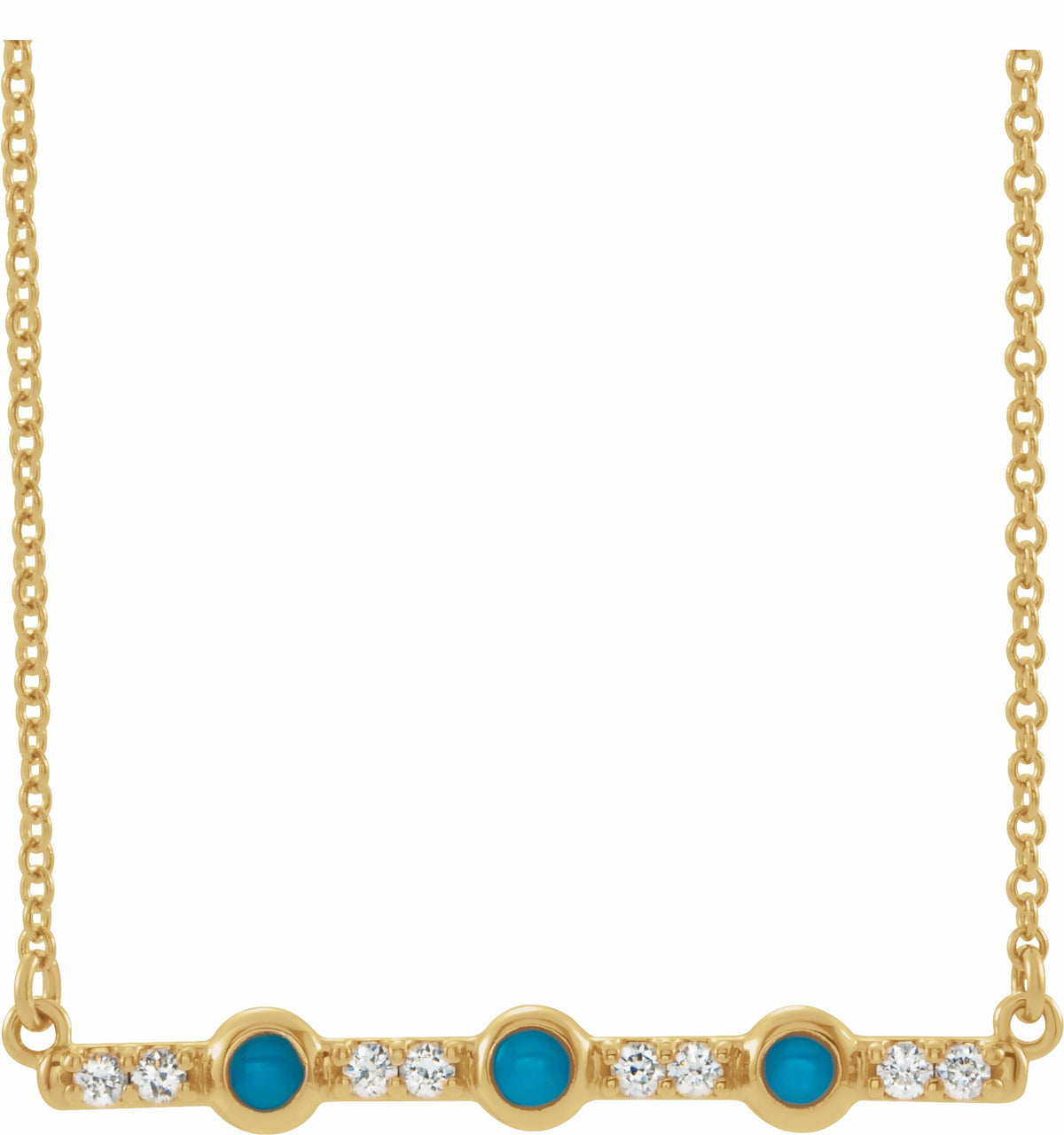 14K Yellow Turquoise & 1/8 CTW Diamond Bar 18 Necklace
