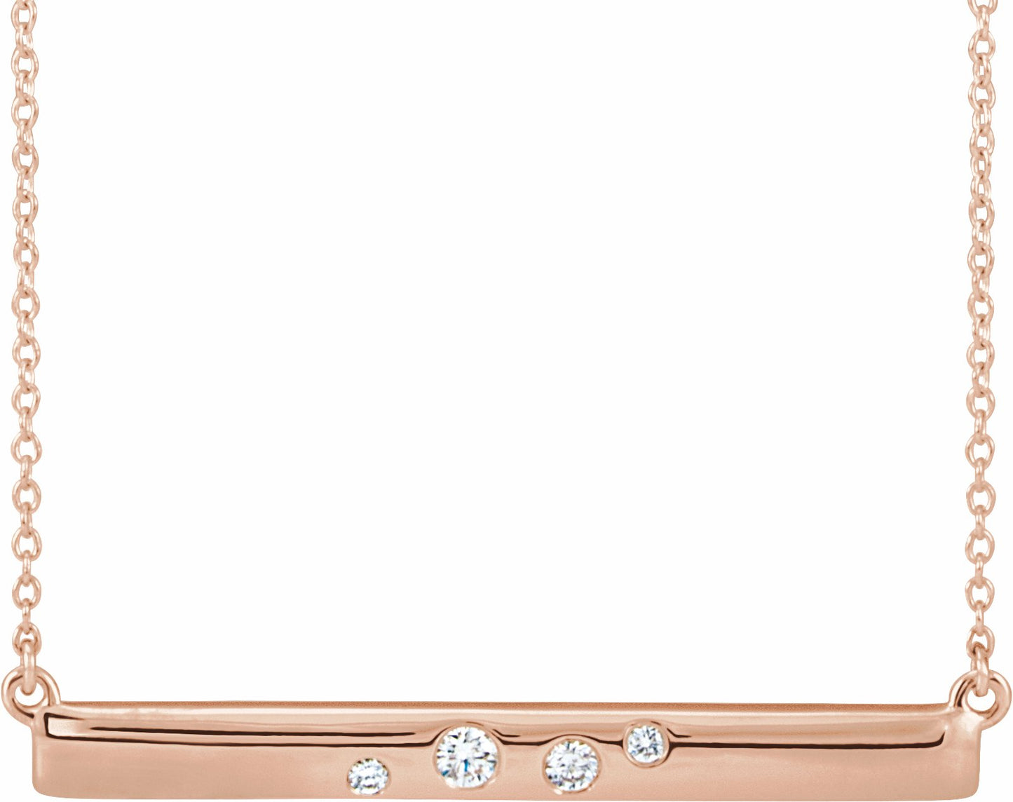 14K Rose 1/10 CTW Diamond Bar 16-18 Necklace