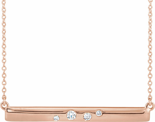 14K Rose 1/10 CTW Diamond Bar 16-18 Necklace