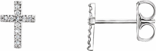 14K White .05 CTW Diamond Cross Earrings